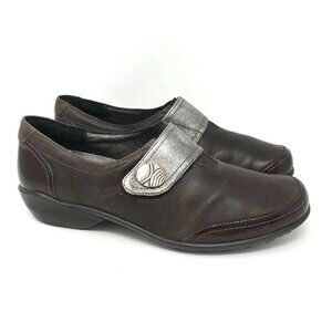 Romika Clog Shoes Brown Silver Leather 10